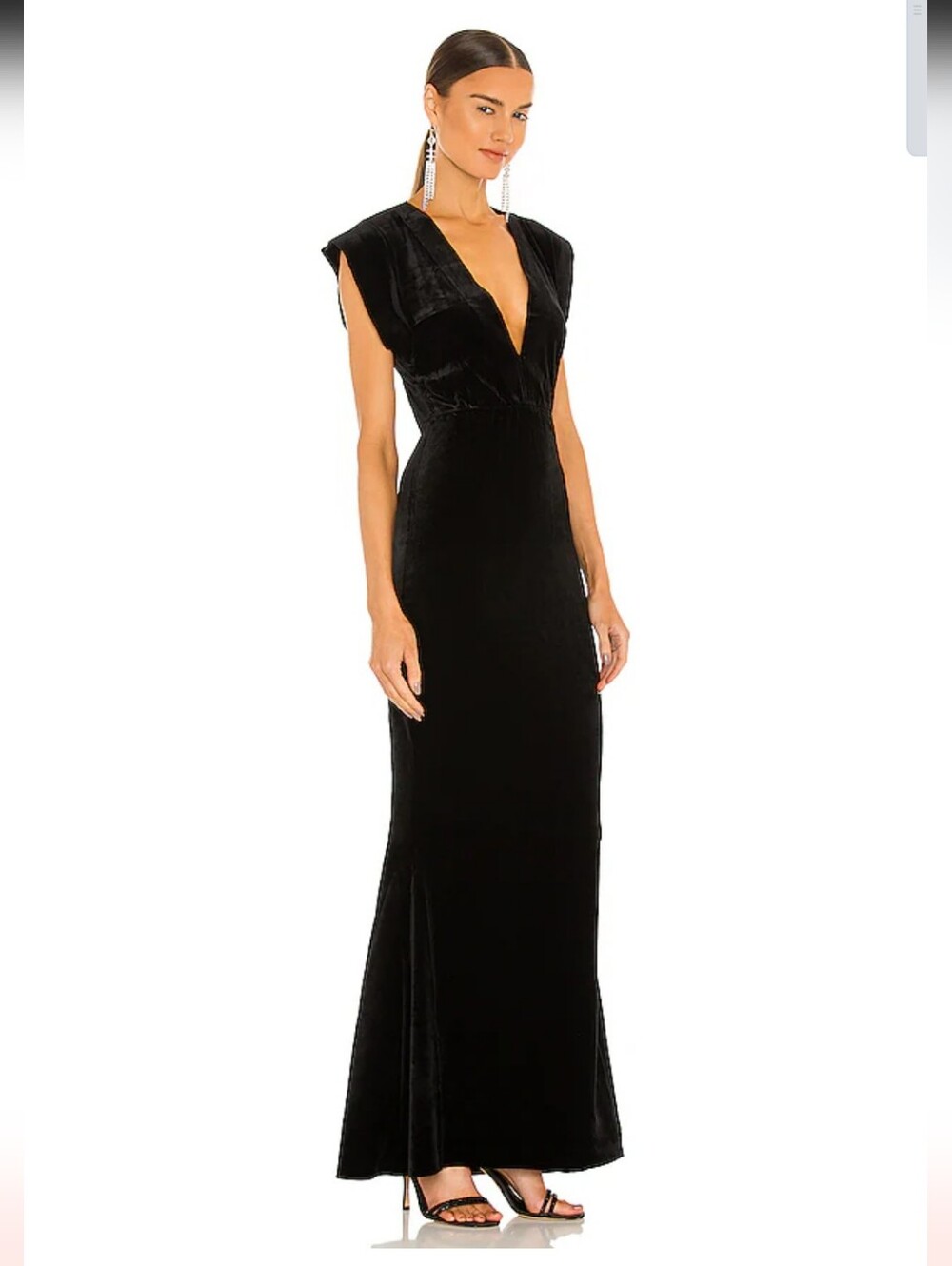 Norma Kamali Black V-Neck Rectangle Gown Maxi Dress L NWT